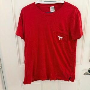PINK Victoria’s Secret Pocket Tee S | Red Plaid Logo Oversized